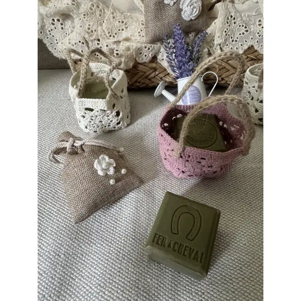 * panier miniature * coton rose