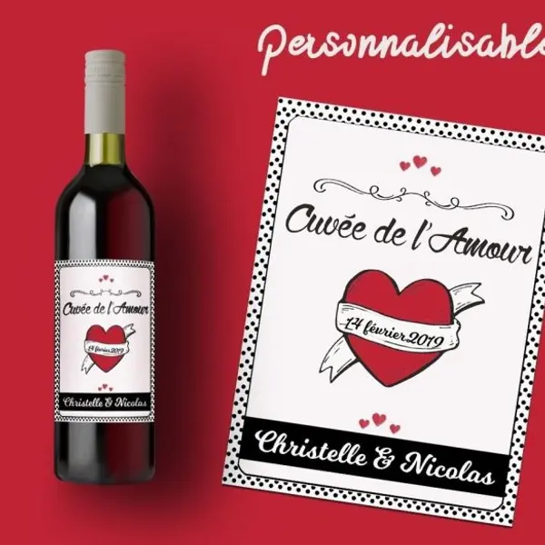 Etiquette bouteille vin Spéciale amoureux personnalisable