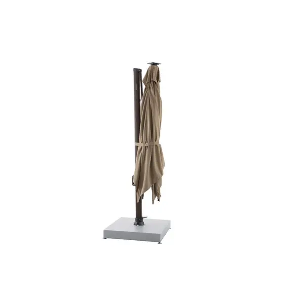 Parasol Oméga, coloris chêne foncé/taupe - L.300xl.300cm