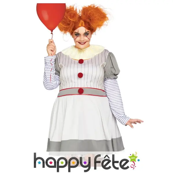 Costume de clown tueur grande taille pour femme