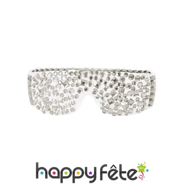 Lunettes de fête blanche sequins argentés