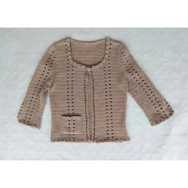 Cardigan pour femme au crochet fait main - veste couleur taupe au crochet -
