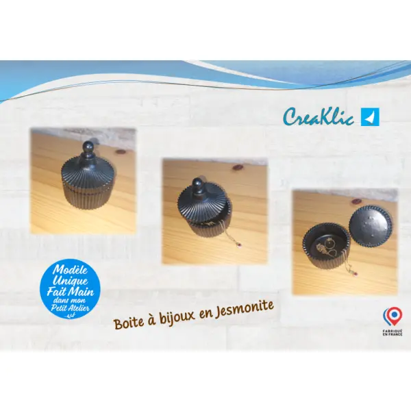 Boite à bijoux noire en jesmonite