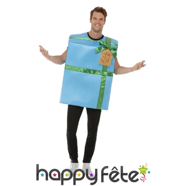 Costume de cadeau bleu pour adulte