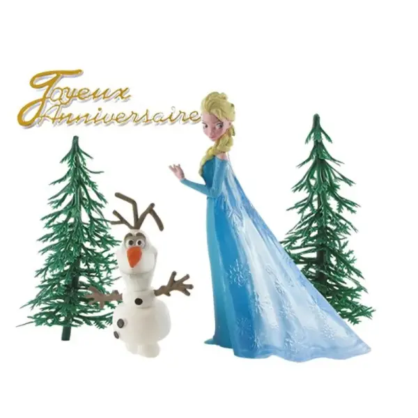 Kit décor gâteau Elsa et Olaf