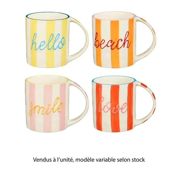 Tasse artisanale avec motif, 4 assortiments - 520ml
