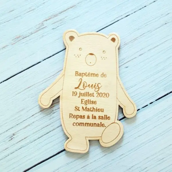 Faire-part en bois mini ours