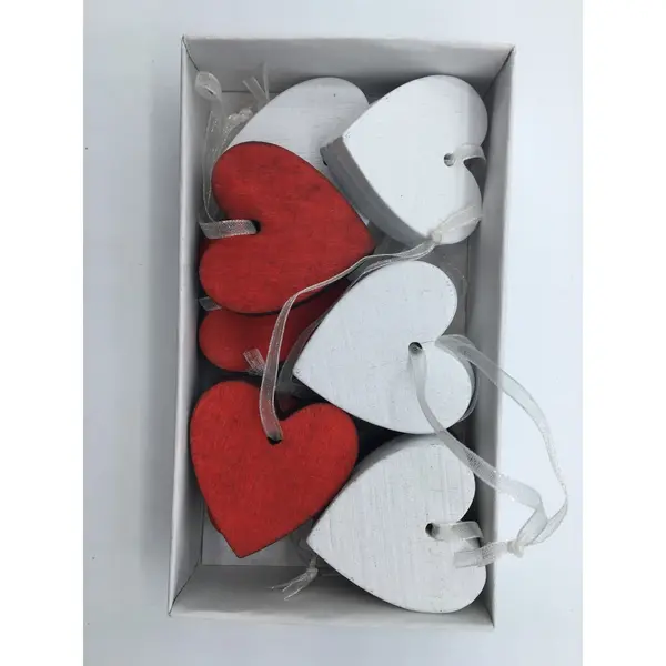 10 Suspensions coeur rouge et blanc