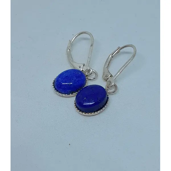 Boucles d'oreille dormeuses argent 925 et lapis lazuli création unique