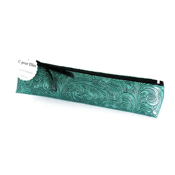 Trousse pour brosse à dents et dentifrice simili verte et noire