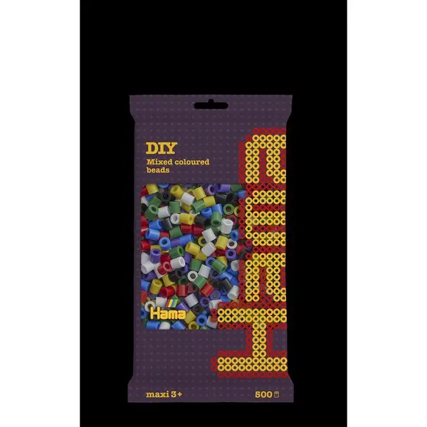 Sachet 500 perles Maxi: Couleurs vives