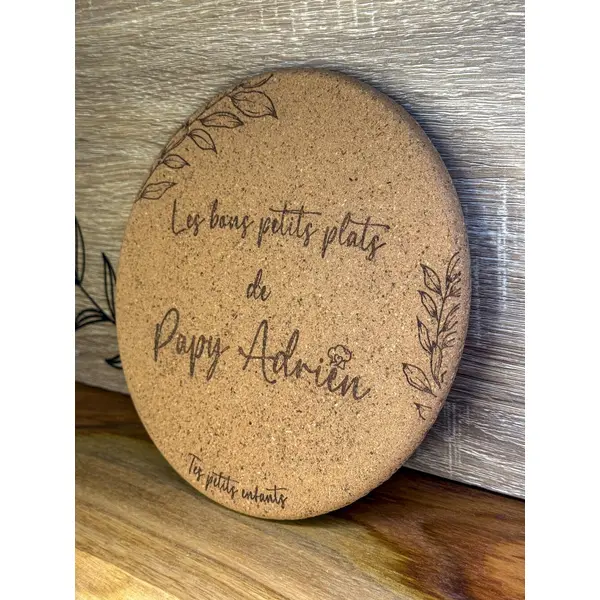 Dessous de plat en liège personnalisé - cadeau fête des grands-mères - cadeau personnalisé grands-parents - décoration de table