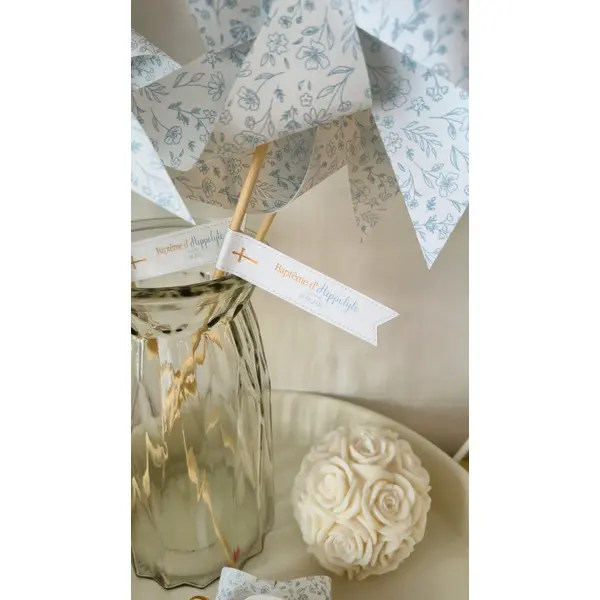 Moulin à vent - collection lou - bleu ciel & or - baptême / communion / mariage