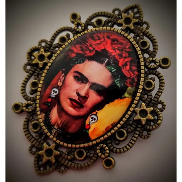 Broche esprit frida artiste mexicaine - portrait poétique frida kahlo artiste.