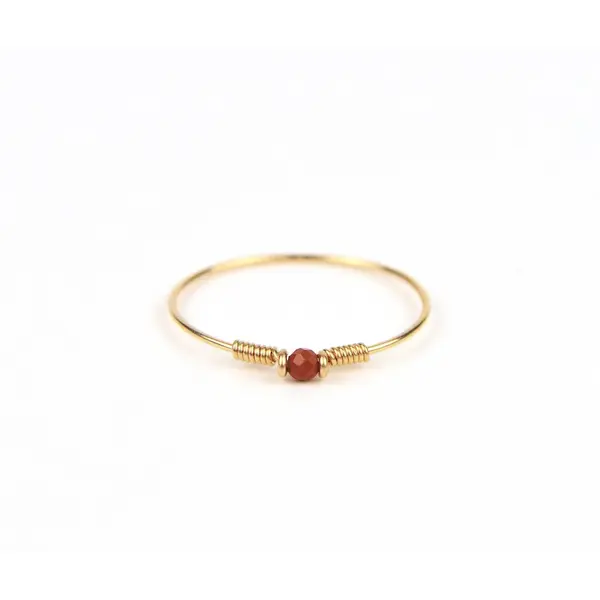 Bague fine en or laminé 14k et jaspe rouge - bague minimaliste en argent 925 ou en or - bijoux faits main