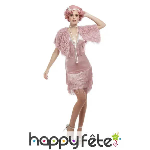 Robe Charleston rose avec étole pour femme