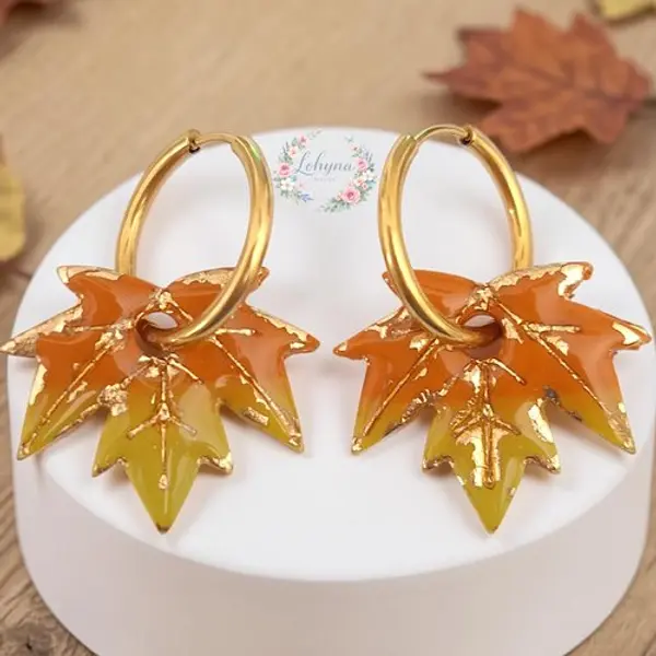 Boucles d'oreilles créoles interchangeables " chaleur d'automne "