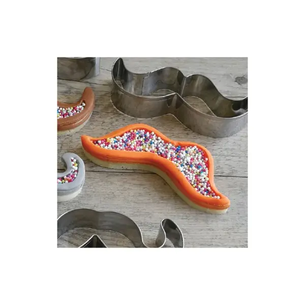 Lot de 3 emporte-pièces moustaches en inox
