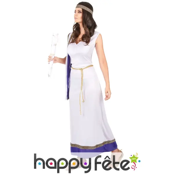 Robe Romaine blanche et violette