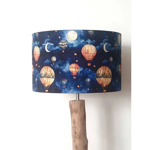 Abat-jour montgolfière – ciel étoilé lune & voyage, déco poétique, chambre enfant ou adulte, idée cadeau