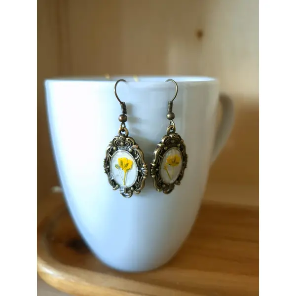 "cueillir le soleil" boucles d'oreilles vintagejaune d’or