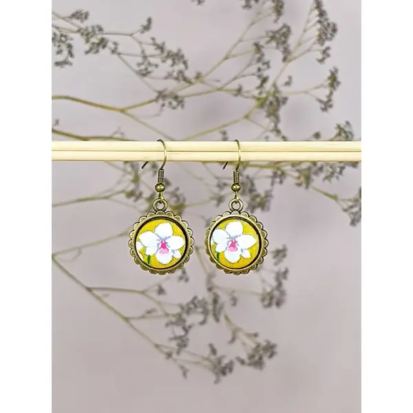 Boucles d'oreilles "fleur" en tissu 40mm