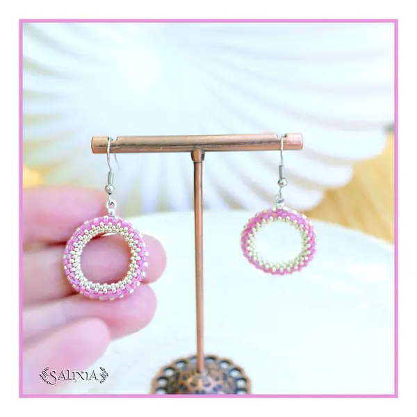 Boucles d'oreilles anneaux tissés à l'aiguille perles de verre japonaises crochets ou dormeuses acier inoxydable (#bo995)