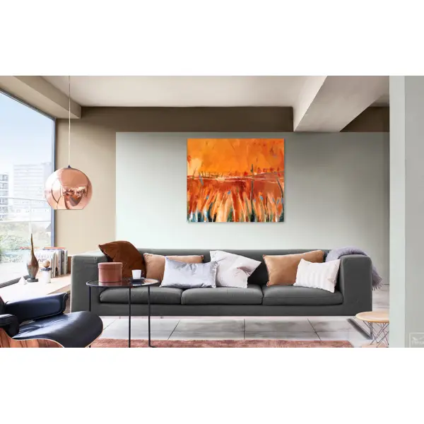 Peinture abstraite au couteau à l'huile sur toile de lin sur châssis : "entre ses rayons"