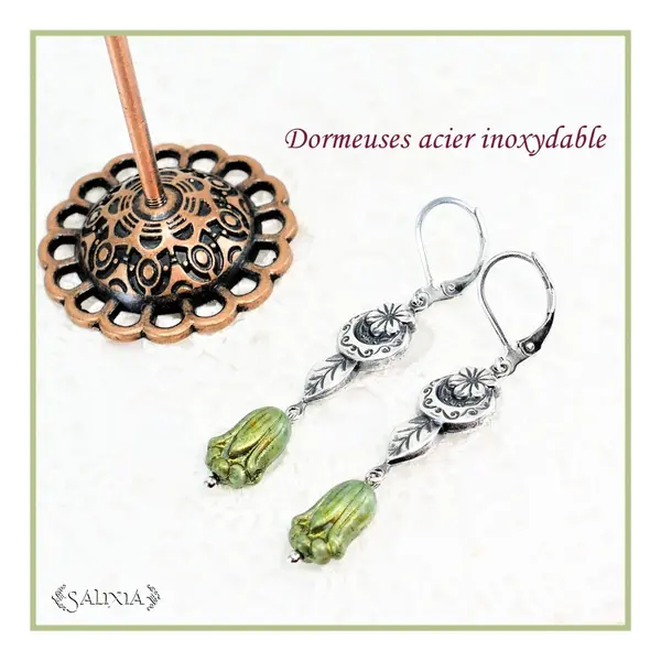 Boucles d'oreilles anneaux tissés à l'aiguille perles de verre japonaises crochets ou dormeuses acier inoxydable (#bo1007)