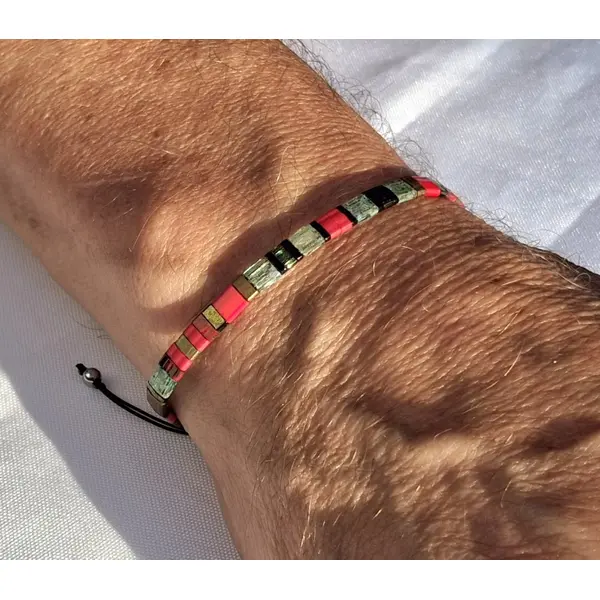 Bracelet homme perles tila en verre miyuki — pièce unique