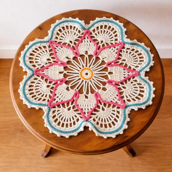 Napperon bohème au crochet " éveil des pétales " – décoration bohème, création artisanale