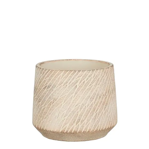 Cache-pot Camino, coloris taupe - H.11,5xD.13,5cm