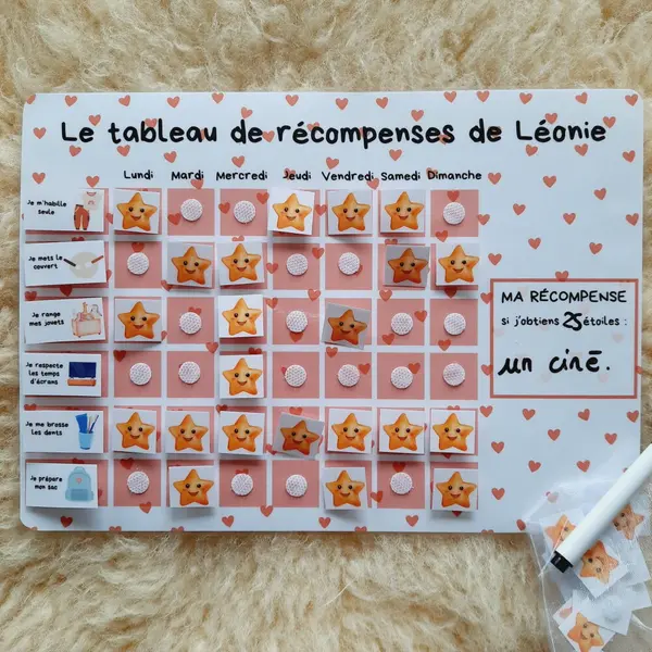 Tableau des récompenses – tableau de motivation avec consignes personnalisables