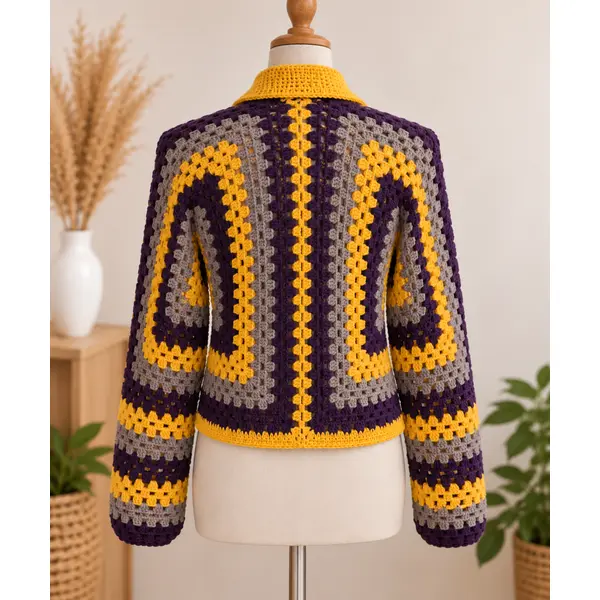 Cardigan au crochet fait main – 100 % coton