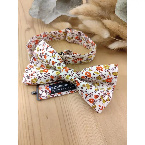 Nœud papillon double adulte/enfant - pochette costume, bts de manchette, bracelet - fleurs liberty orange, - mariage champêtre