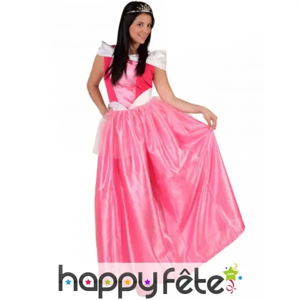 Longue robe rose de princesse pour femme