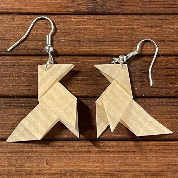 Boucles d'oreilles origami cocotte saumon rayé