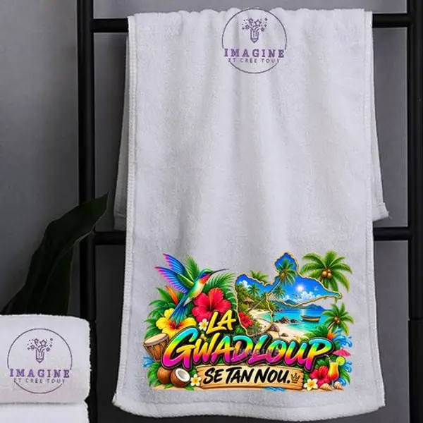 Petite serviette personnalisée pour le visage - sublimation - infusible ink - impression - la gwadloup sé tan nou - mot créole