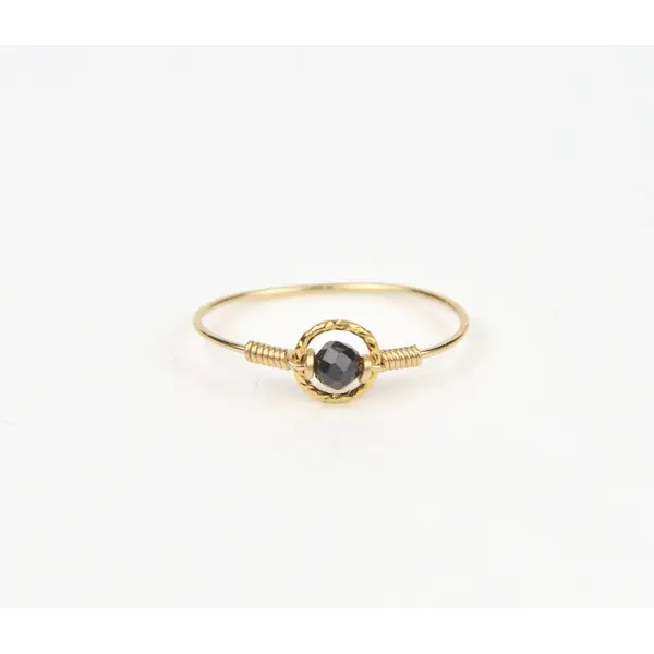 Bague fine en or laminé et tourmaline noire - bague anneau en argent ou en or - bijoux fins