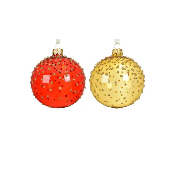 2X3 Boules de Noël en verre transparentes à pois