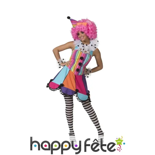 Robe de clown multicolore pour femme