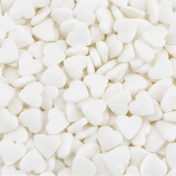 Décors comestibles cœurs blancs 50 g