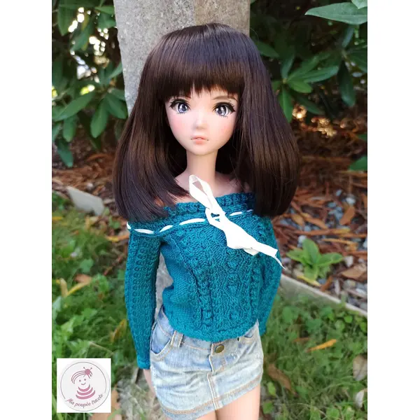 Pull tricoté main pour smart doll classique – vêtement artisanal en point fantaisie – modèle automne écossais