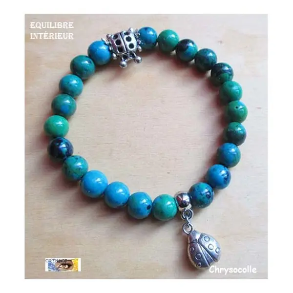 Médaillon pierre chrysocolle forme donut