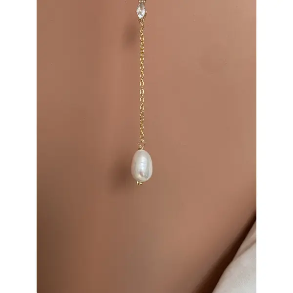 Collier de dos mariage perles d'eau – bijou de mariée élégant -salto de agua