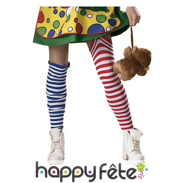 Chaussettes rayées dépareillée de femme clown