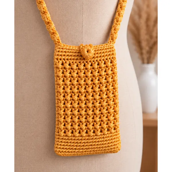 Pochette téléphone au crochet - fait main