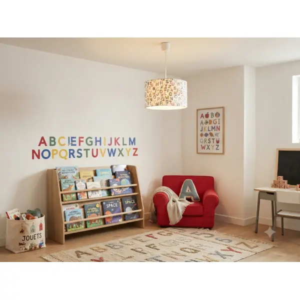 Abat-jour alphabet abc – déco chambre enfant, lettres, crayons, école, bureau, bibliothèque, lampe de chevet, idée cadeau