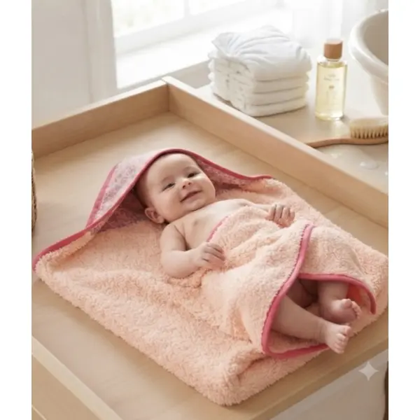 ​sortie de bain bébé / cape de bain artisanale