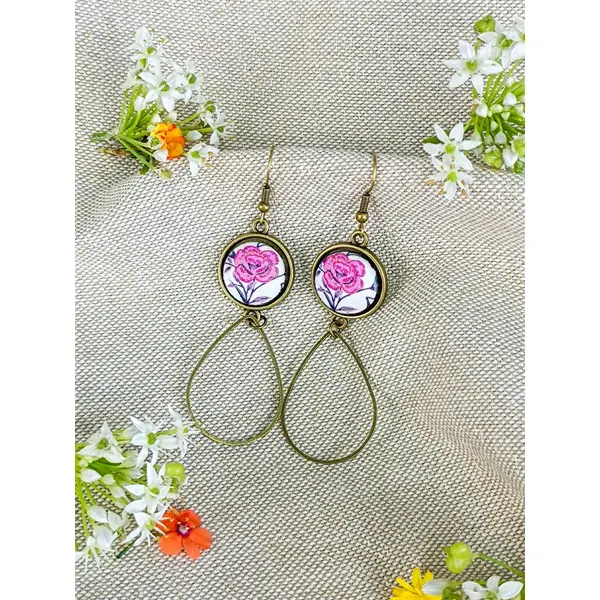 Boucles d'oreilles "goutte" en tissu 70mm